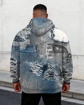 Big & Tall Men's Denim Graffiti-Print Hoodie